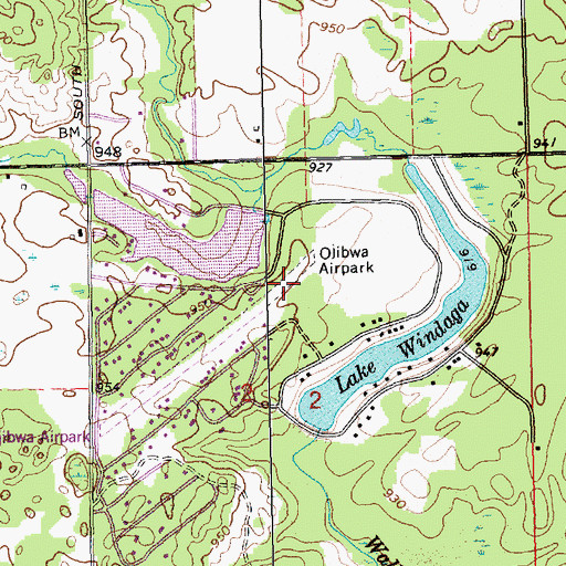 Topographic Map of Ojibwa Airpark, MI