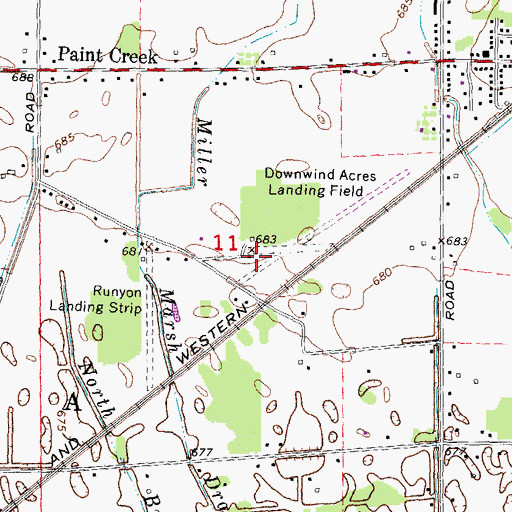 Topographic Map of Downwind Acres Airport, MI
