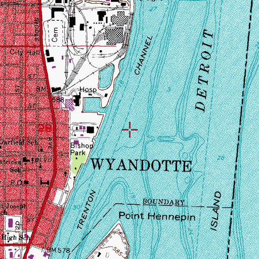 Topographic Map of General Hospital Heliport, MI
