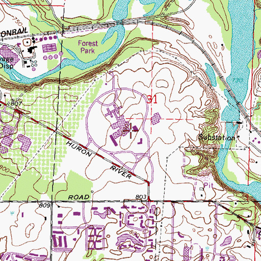 Topographic Map of CMHS Heliport, MI