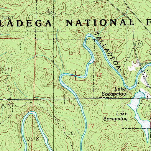 Topographic Map of Cunninghams Mill (historical), AL