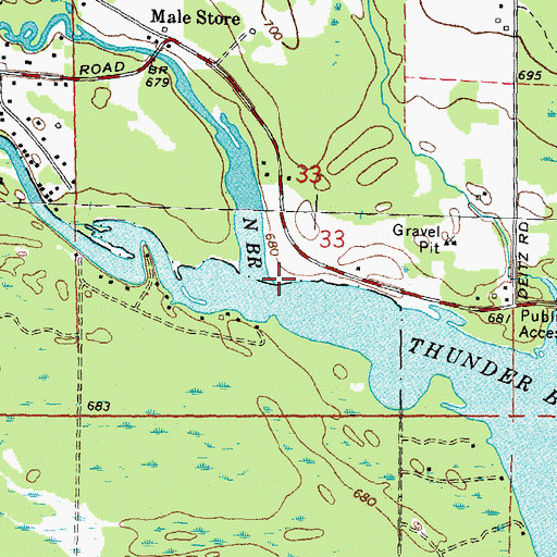 Topographic Map of North Branch Thunder Bay River, MI