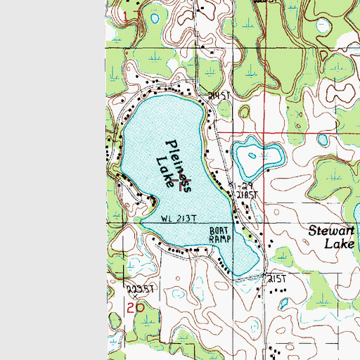 Topographic Map of Pleiness Lake, MI