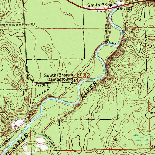 Topographic Map of South Branch Campground, MI