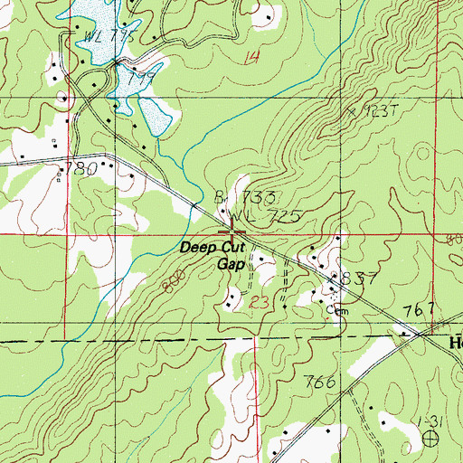 Topographic Map of Deep Cut Gap, AL