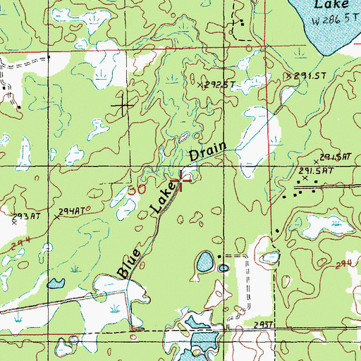 Topographic Map of Blue Lake Drain, MI