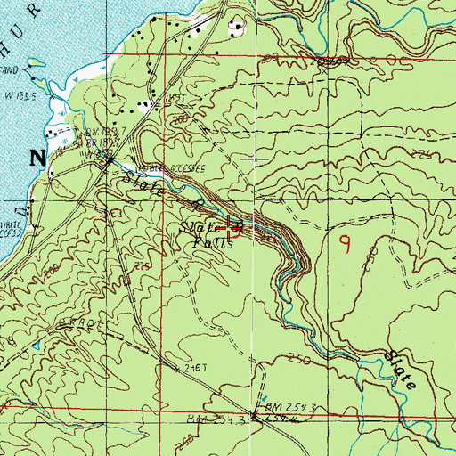 Topographic Map of Slate River Falls, MI
