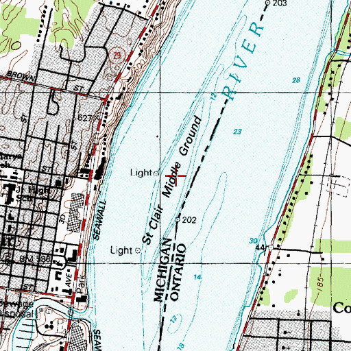 Topographic Map of Saint Clair Middle Ground, MI