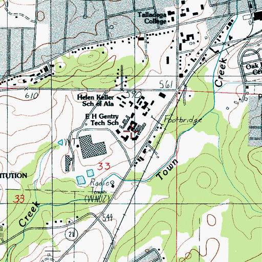 Topographic Map of E H Gentry Technical School, AL