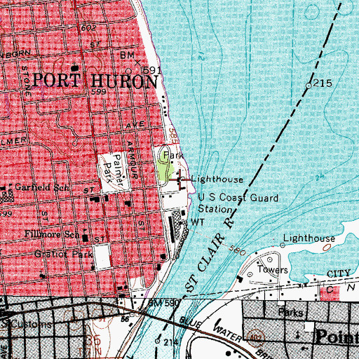 Topographic Map of Fort Gratiot Light, MI