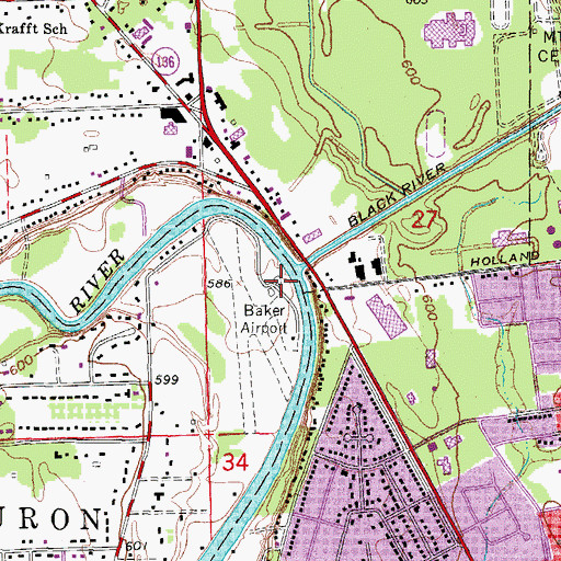Topographic Map of River Tower Marina, MI