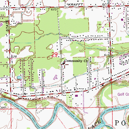 Topographic Map of Community Church, MI