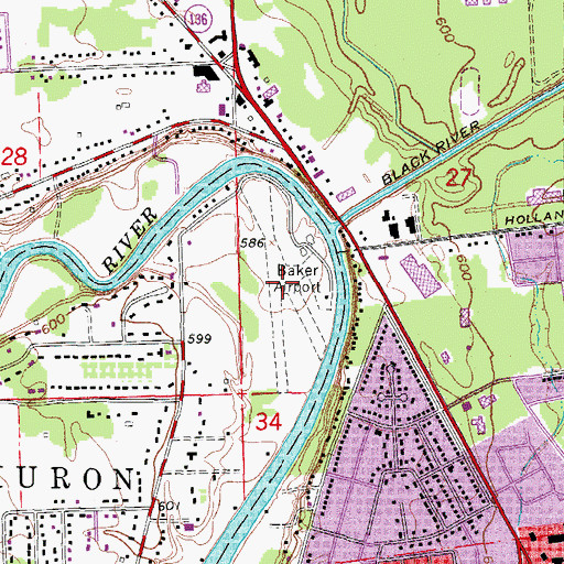 Topographic Map of Baker Airport (historical), MI