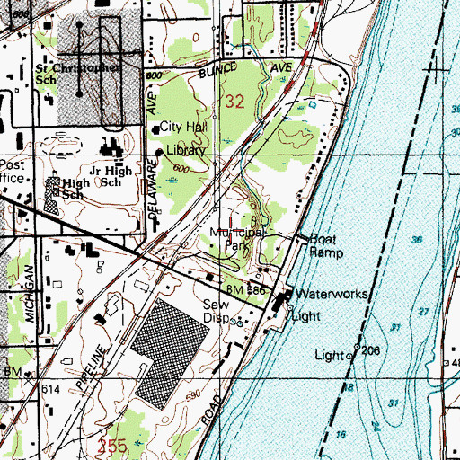 Topographic Map of Marysville Municipal Park, MI