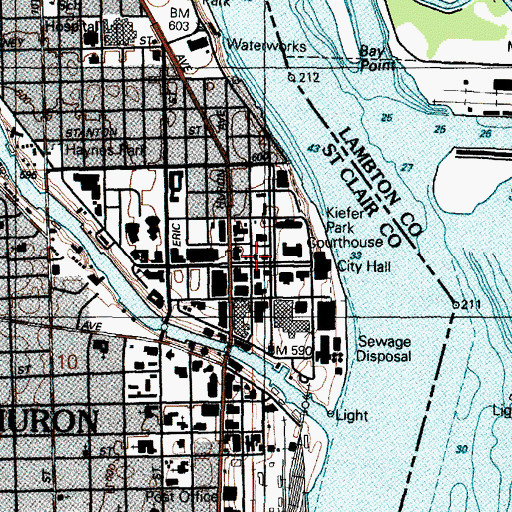 Topographic Map of Saint Clair County Jail, MI