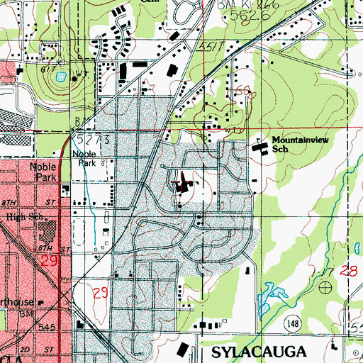 Topographic Map of East Highland Middle School, AL