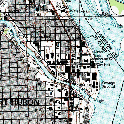 Topographic Map of Henry McMorran Memorial Auditorium, MI