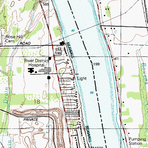 Topographic Map of Harts Landing Light, MI