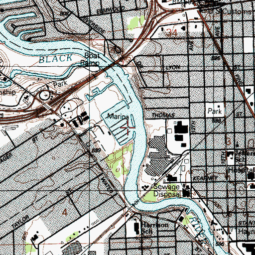 Topographic Map of Municipal Marina, MI