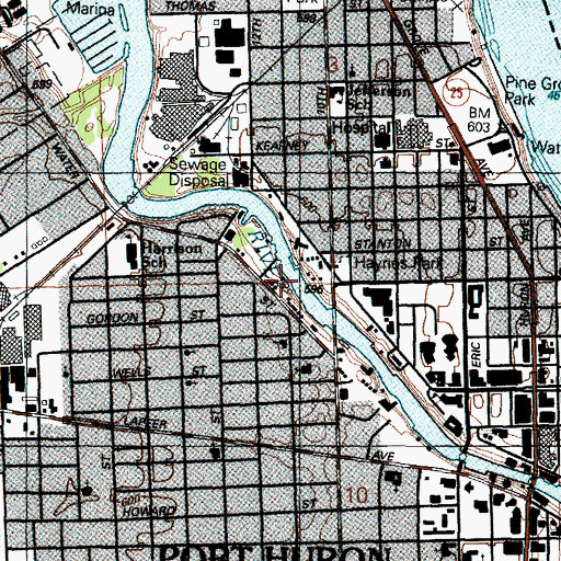 Topographic Map of Fuller Boat and Motors, MI