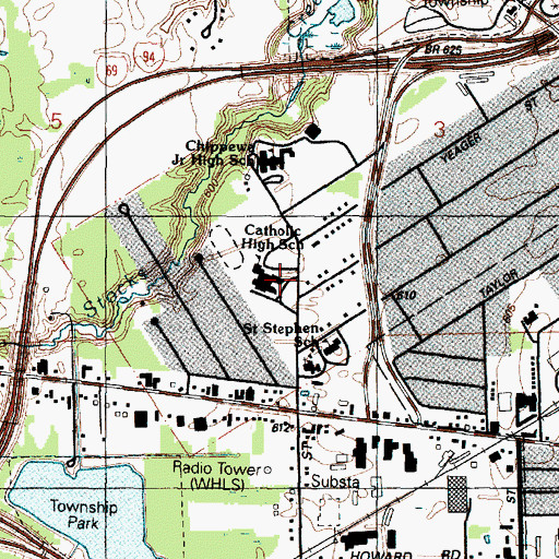 Topographic Map of Central Middle School, MI