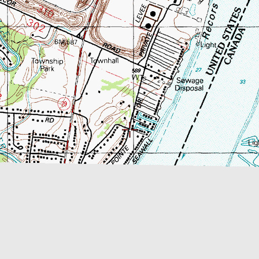 Topographic Map of Pointe Drain, MI