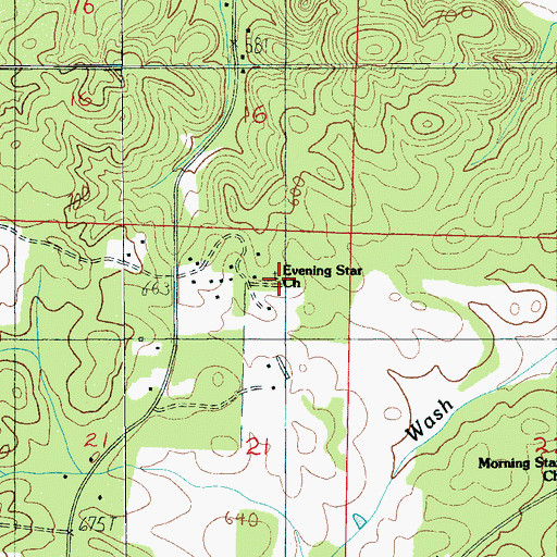 Topographic Map of Evening Star Church, AL