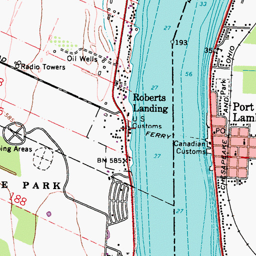 Topographic Map of Roberts Landing, MI