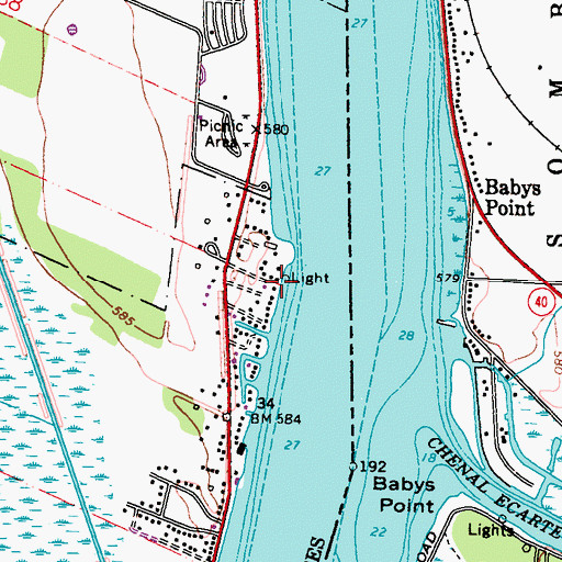 Topographic Map of Willow Point Light, MI