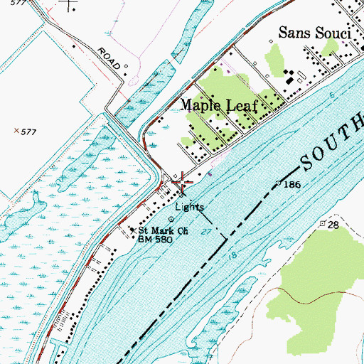 Topographic Map of Harsens Island Range Lights, MI