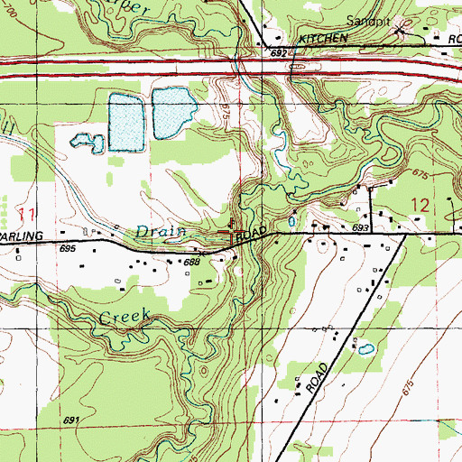 Topographic Map of Campbell Drain, MI