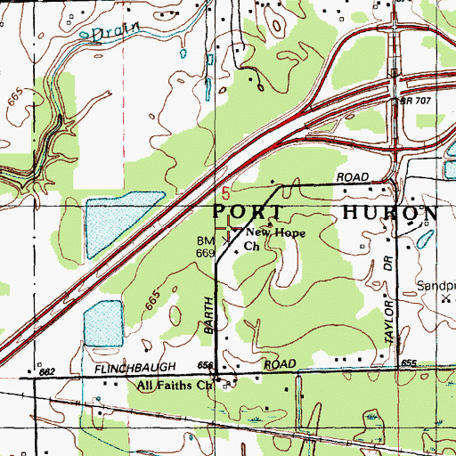 Topographic Map of New Hope All Nation Apostolic Holiness Church, MI