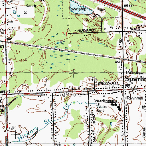 Topographic Map of Sparlingville Wesleyan Church, MI