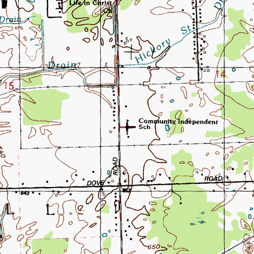 Topographic Map of Community Independent Baptist Church, MI