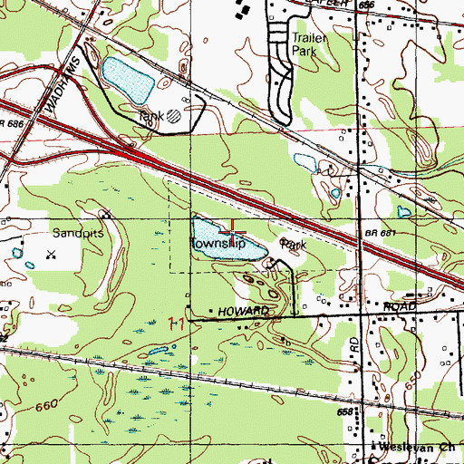 Topographic Map of Kimball Township Park, MI