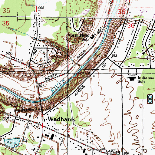 Topographic Map of Indianwood School, MI