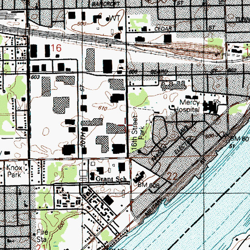 Topographic Map of Sixteenth Street Park, MI