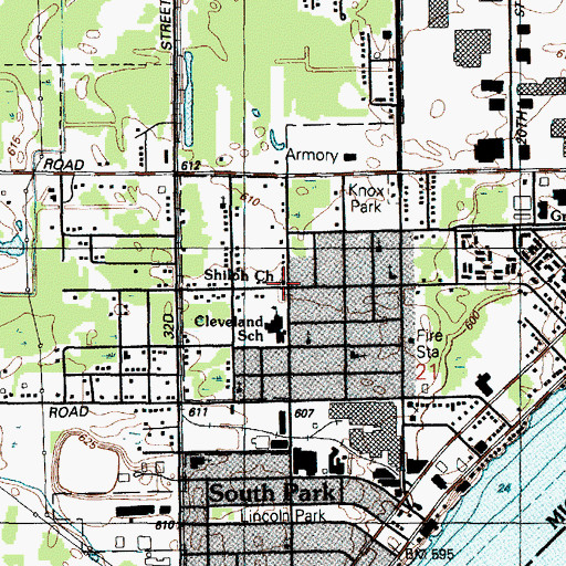 Topographic Map of Shiloh Church, MI