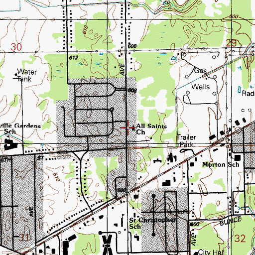 Topographic Map of All Saints Episcopal Church, MI