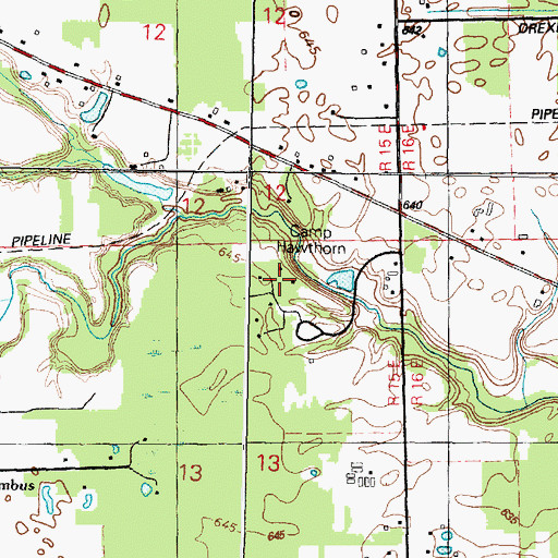 Topographic Map of Camp Hawthorn, MI