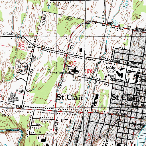 Topographic Map of Milton J Gearing School, MI