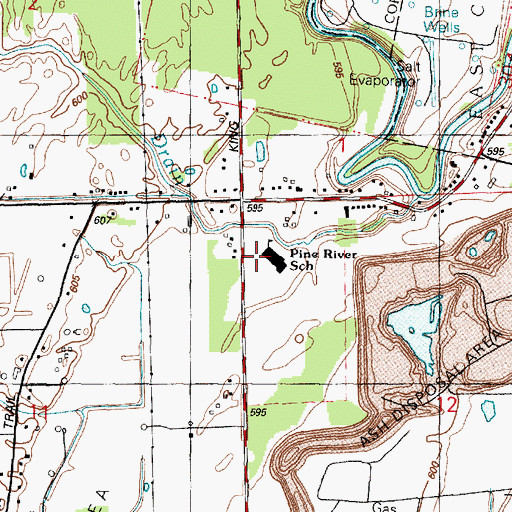 Topographic Map of Pine River School, MI