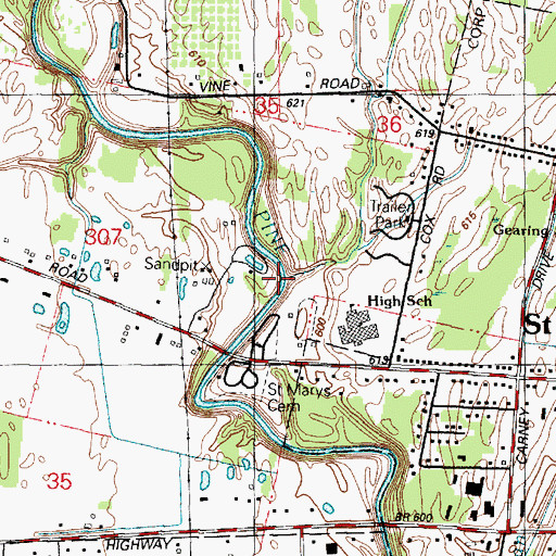 Topographic Map of Bowman Drain, MI