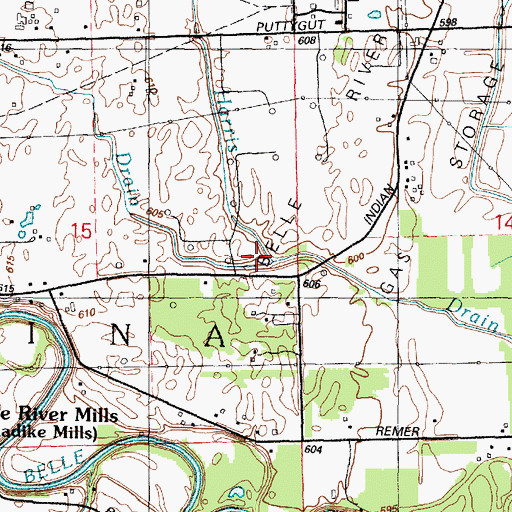 Topographic Map of Hextell Drain, MI