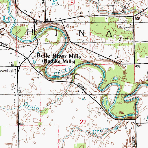 Topographic Map of Kreusel Drain, MI