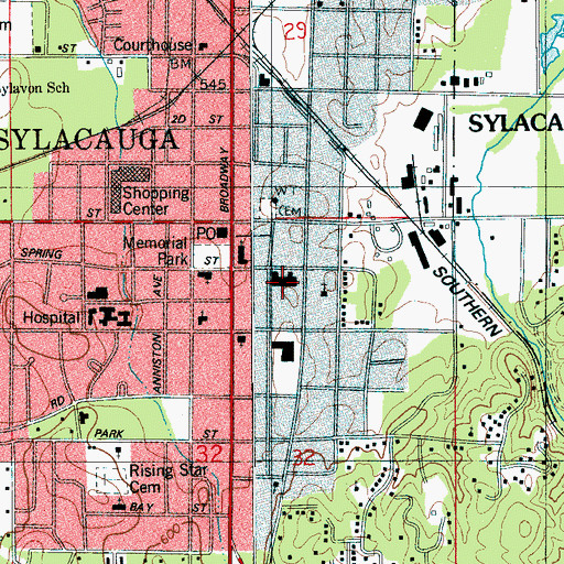 Topographic Map of First United Methodist Church, AL