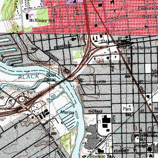 Topographic Map of Riverside Marina, MI