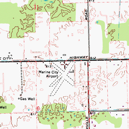Topographic Map of Marine City Airport, MI