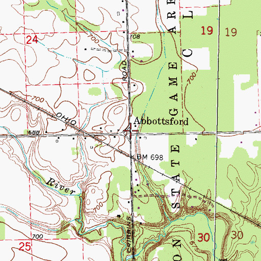 Topographic Map of Abbottsford, MI