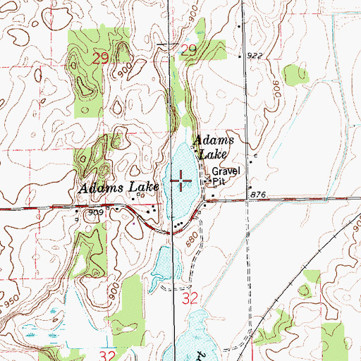 Topographic Map of Adams Lake, MI